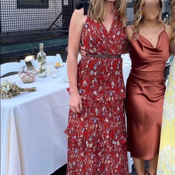 NWOT Lulus Such Sophistication Rust Red Floral Print Pleated Maxi Dress - Picture 12 of 16